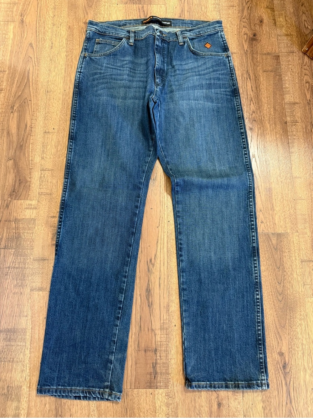 WRANGLER FR  Blue Advance Comfort Men’s Straight Leg Denim Jeans size 36X34